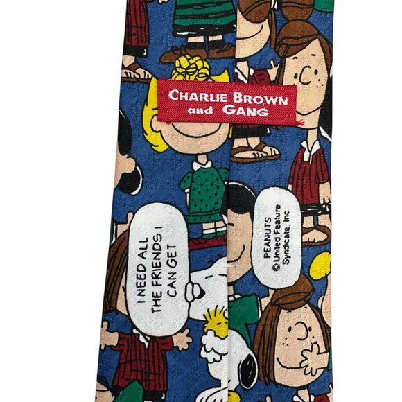 Charlie Brown & Gang Peanuts Snoopy Lucy Tie 100% Polyester Made In USA - Picture 4 of 8